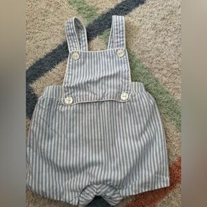 Jacadi Blue & White Striped Baby Overalls